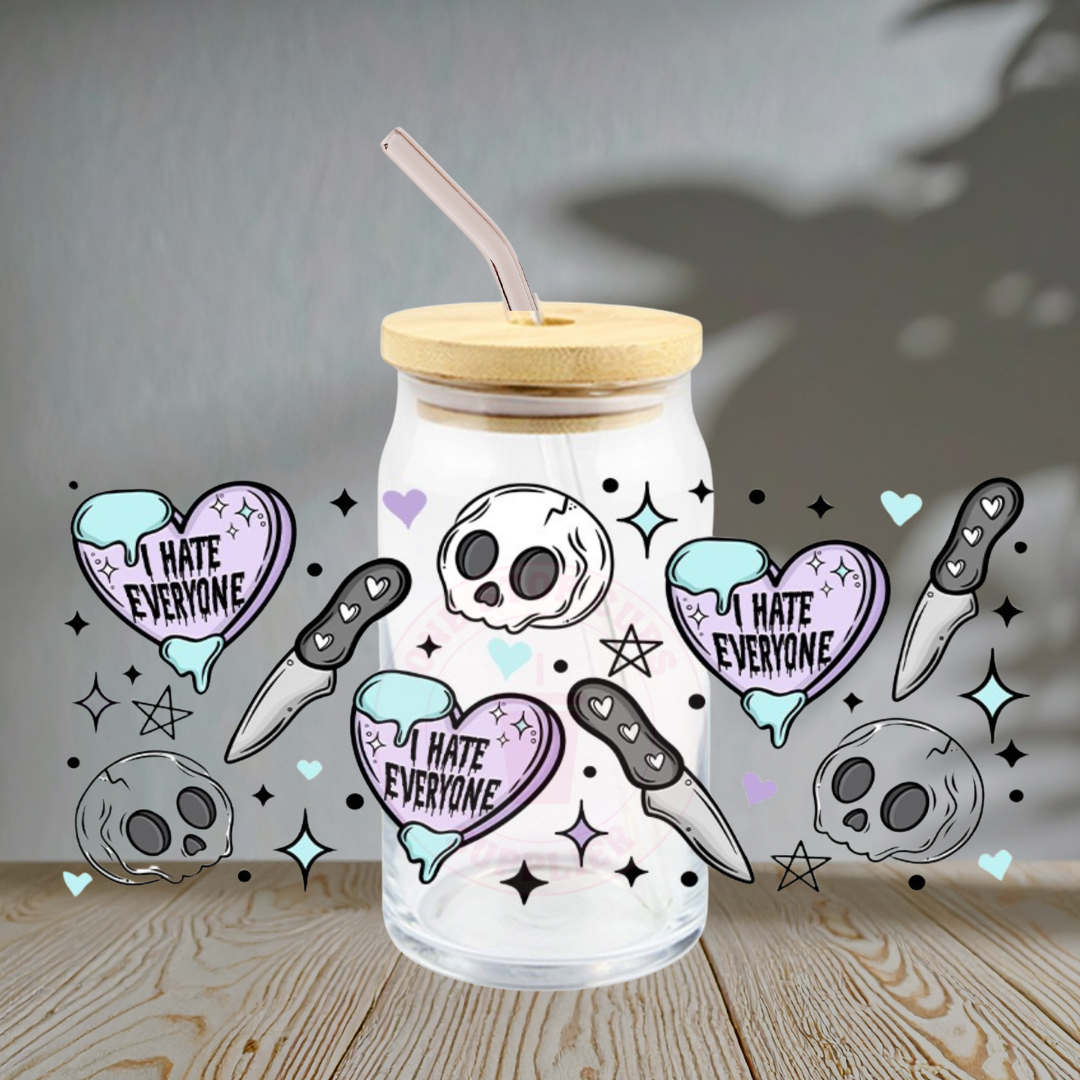 I Hate Everyone Gothic - Glass Cup