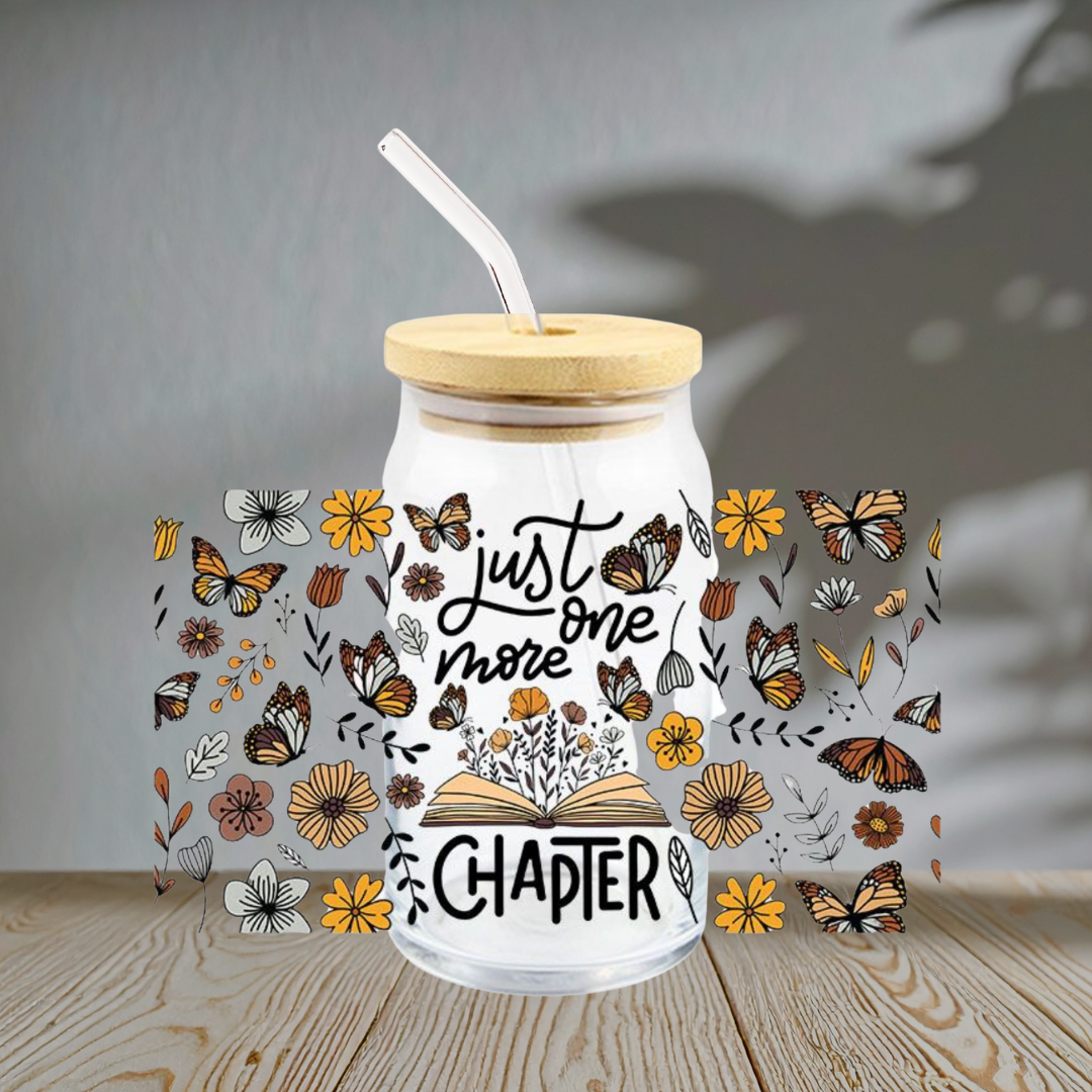 Just One More Chapter Butterfly - Glass Cup