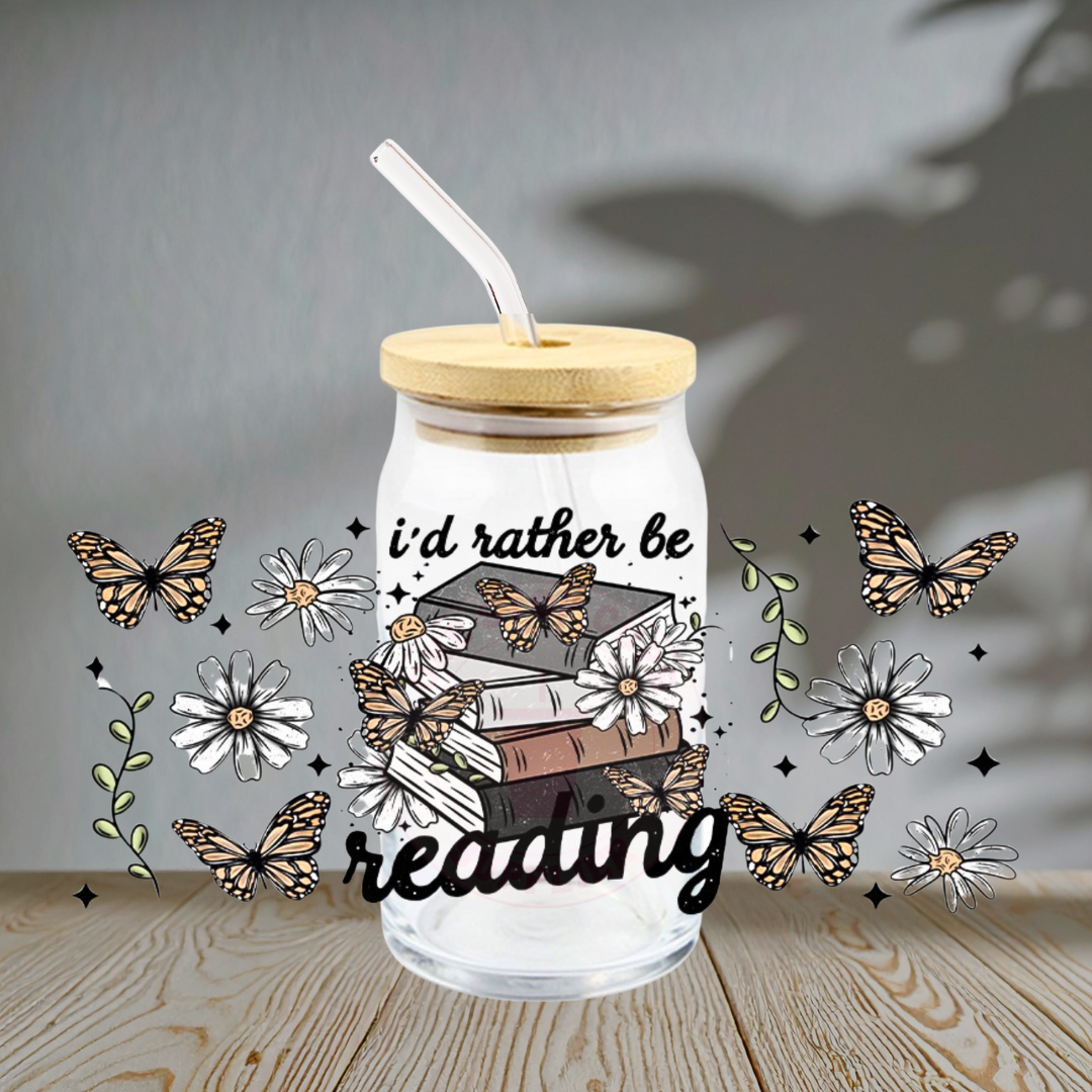 I'd Rather be Reading Butterfly - Glass Cup