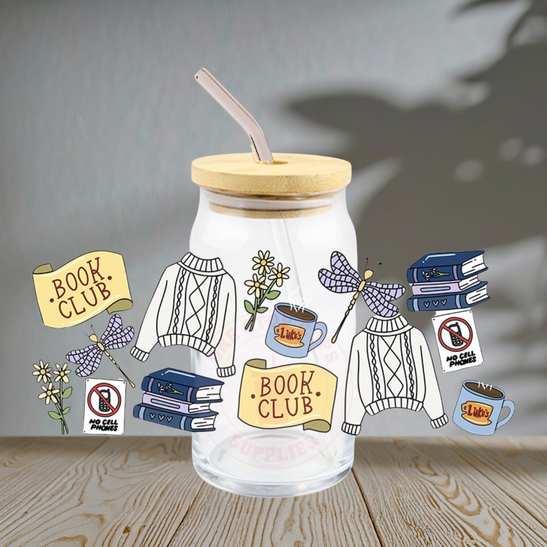 Book Club Cozy Sweater - Glass Cup